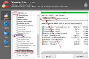 Removing Windows.old folder using CCleaner